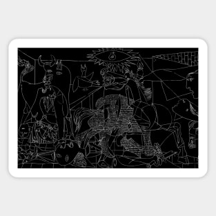 Guernica Line Art (white) Sticker